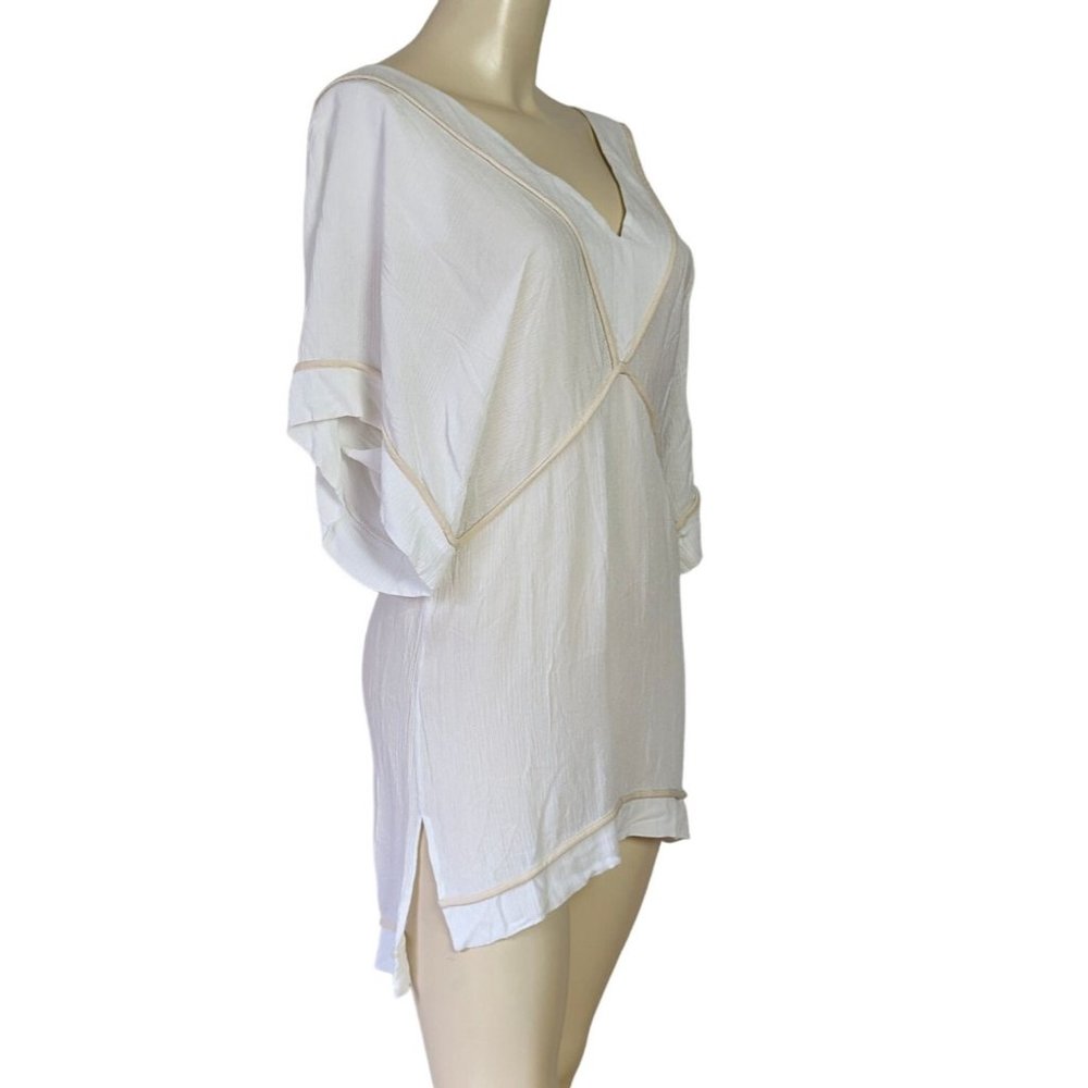 ViX Paula Harmanny off-white‎ rayon Tunic Swimsuit Beach gauze like Coverup - Picture 3 of 8